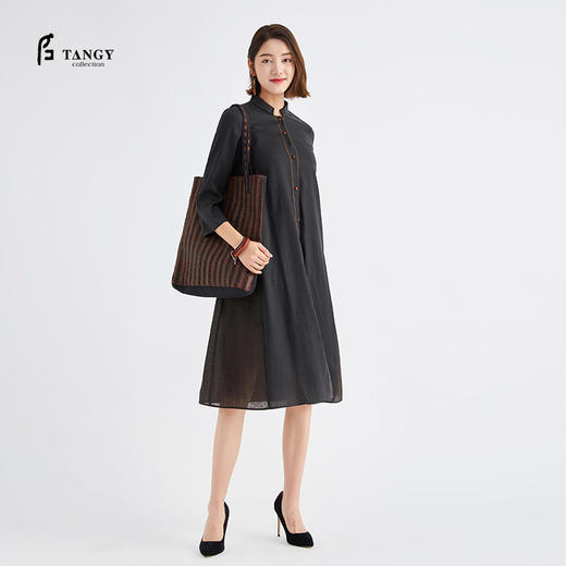 TANGY Collection /天意林隐系列莨绸拼纱衬衫 商品图0