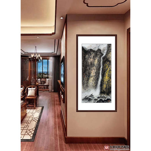 叶丁疑《太行飞瀑大吉祥》68*138cm 山水竖幅作品 玄关/办公室挂画 商品图2