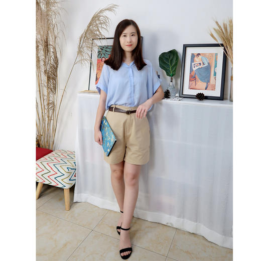 【气质天丝亚麻】纯色短袖衬衫 利落直身裁剪 垂坠感十足 2色可选 商品图2