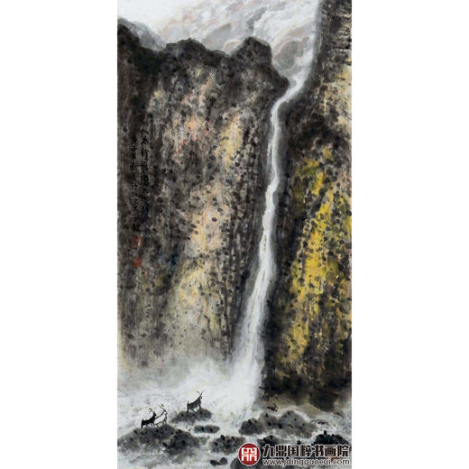 叶丁疑《太行飞瀑大吉祥》68*138cm 山水竖幅作品 玄关/办公室挂画 商品图1