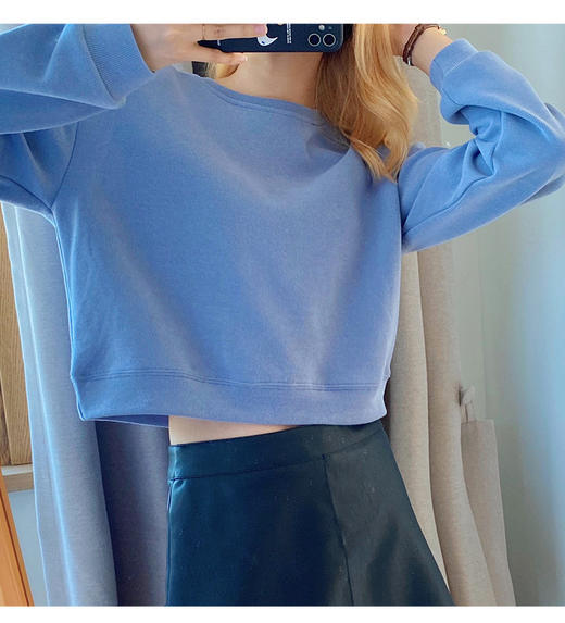 老米优品 / A妹穿的！棉花糖触感的卫衣~~短款奶油色系卫衣~超显腿长哟！7个色哦！T200822A 商品图4