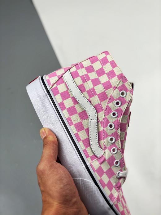 男女鞋 vans sk8-hi粉红棋盘格高帮女鞋帆布鞋板鞋 万斯 高帮