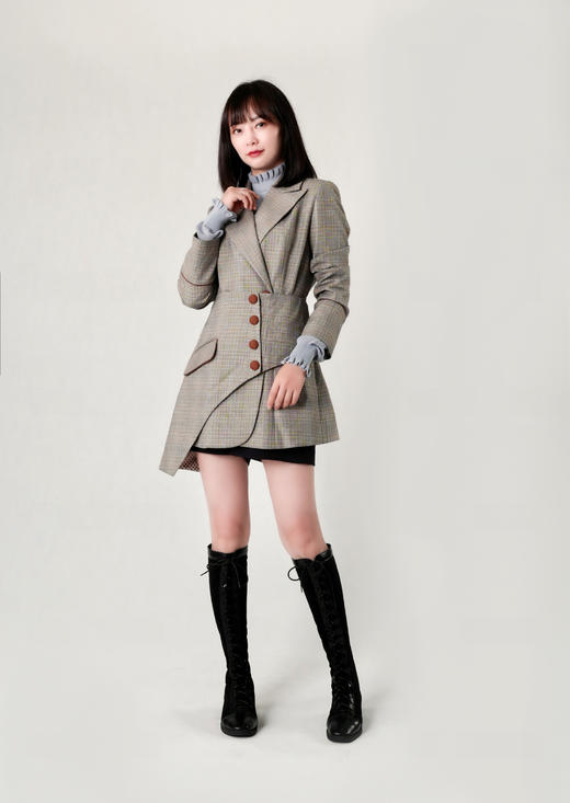 双排扣气质微收腰西服裙（附腰封） 商品图1