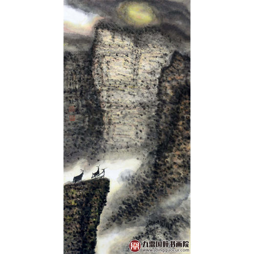 叶丁疑《三羊开泰》68*138cm 山水竖幅作品 玄关/办公室挂画 商品图1