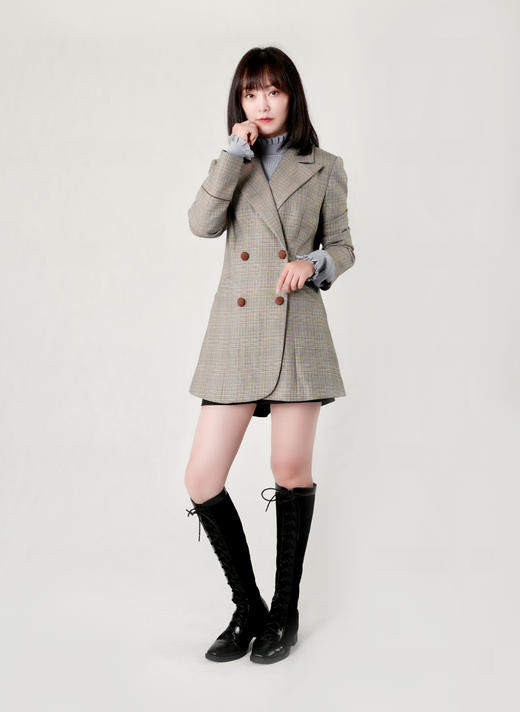 双排扣气质微收腰西服裙（附腰封） 商品图4