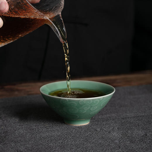 尚唐丨龙泉青瓷 云漫斗笠对杯 70ml   商品图2