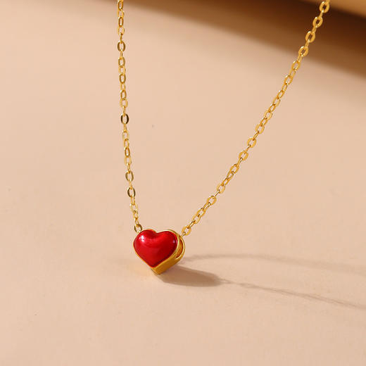 【唯众良品订制 4天发货】金成世家 99足金黄金爱心项链锁骨链吊坠