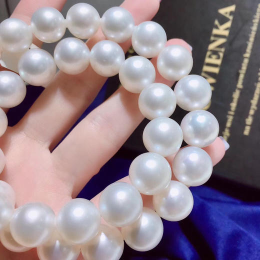 【澳白珠链】澳洲白珠项链,直径12-14mm,基本正圆 微瑕 强光 形状饱满