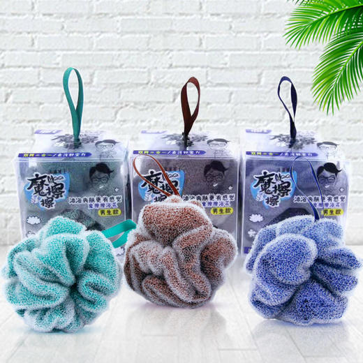 3D双层洗澡摩擦擦浴花球加厚成人不散搓泡澡神器沐浴花条 商品图0