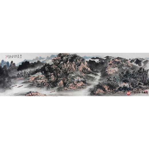 张玉锋《溪山渔隐》70*240cm 山水横幅作品 办公室/客厅/书房挂画 商品图1