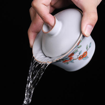 汝窑三才盖碗汝窑茶杯手抓壶单个泡茶碗汝瓷功夫茶具开片陶瓷 商品图2