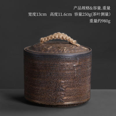 陶罐带盖密封家用半斤装茶叶粗陶瓷罐密封罐复古中式密封罐 商品图5