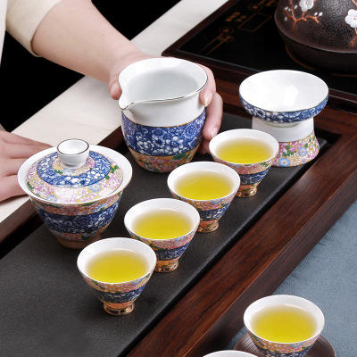 青花瓷功夫茶具套装茶杯茶壶组合家用陶瓷现代创意泡茶简约个性 商品图0