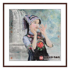 赵金文《苗寨姑娘作品》68*68cm 人物斗方作品 茶室/客厅挂画