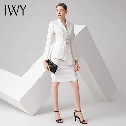 IWY/白色长袖西装半裙套装CS10347 商品图2