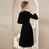 洛诗琳2020秋季新款复古金丝绒彼得潘领松紧腰礼服裙赫本风连衣裙 商品缩略图4
