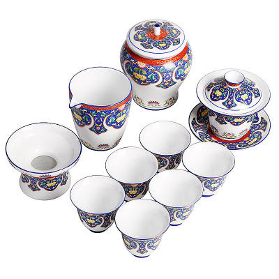 珐琅彩功夫茶具套装家用茶壶茶杯6只装中式复古景德镇陶瓷办公室 商品图4