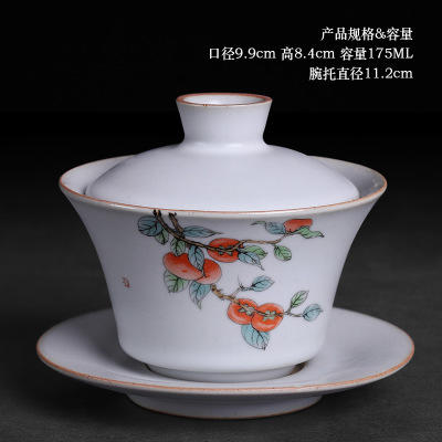 汝窑三才盖碗汝窑茶杯手抓壶单个泡茶碗汝瓷功夫茶具开片陶瓷 商品图6