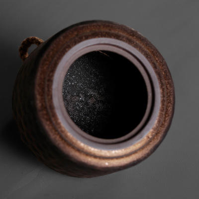 粗陶鎏金祥云复古中式茶叶罐子半斤装密封罐装茶带盖子中号办公室 商品图3