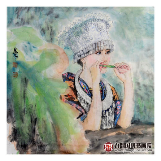 赵金文《苗寨姑娘作品》68*68cm 人物斗方作品 茶室/客厅挂画 商品图1