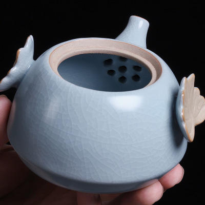开片汝窑茶壶单壶大号陶瓷过滤家用单个功夫茶手抓壶冰裂创意日式 商品图2