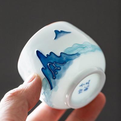 景德镇山水手绘茶具套装家用陶瓷泡茶盖碗中式功夫茶杯办公室高档 商品图3