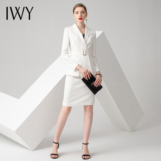 IWY/白色长袖西装半裙套装CS10347 商品图0