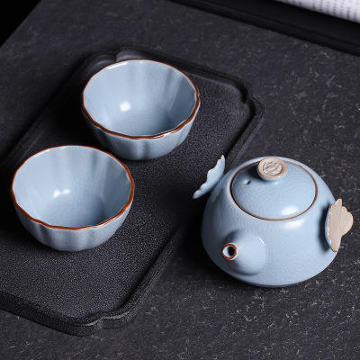 开片汝窑茶壶单壶大号陶瓷过滤家用单个功夫茶手抓壶冰裂创意日式 商品图3