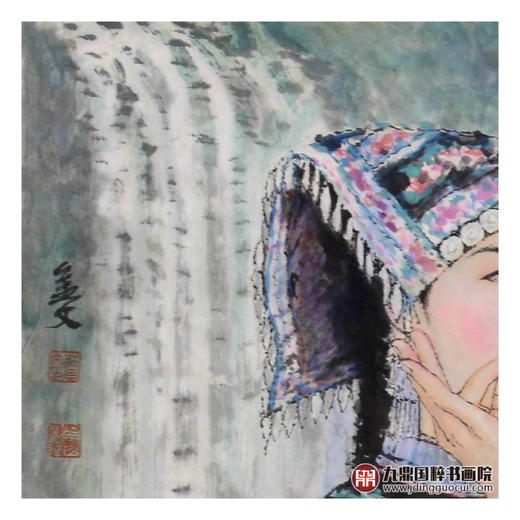 赵金文《苗寨姑娘作品》68*68cm 人物斗方作品 茶室/客厅挂画 商品图3