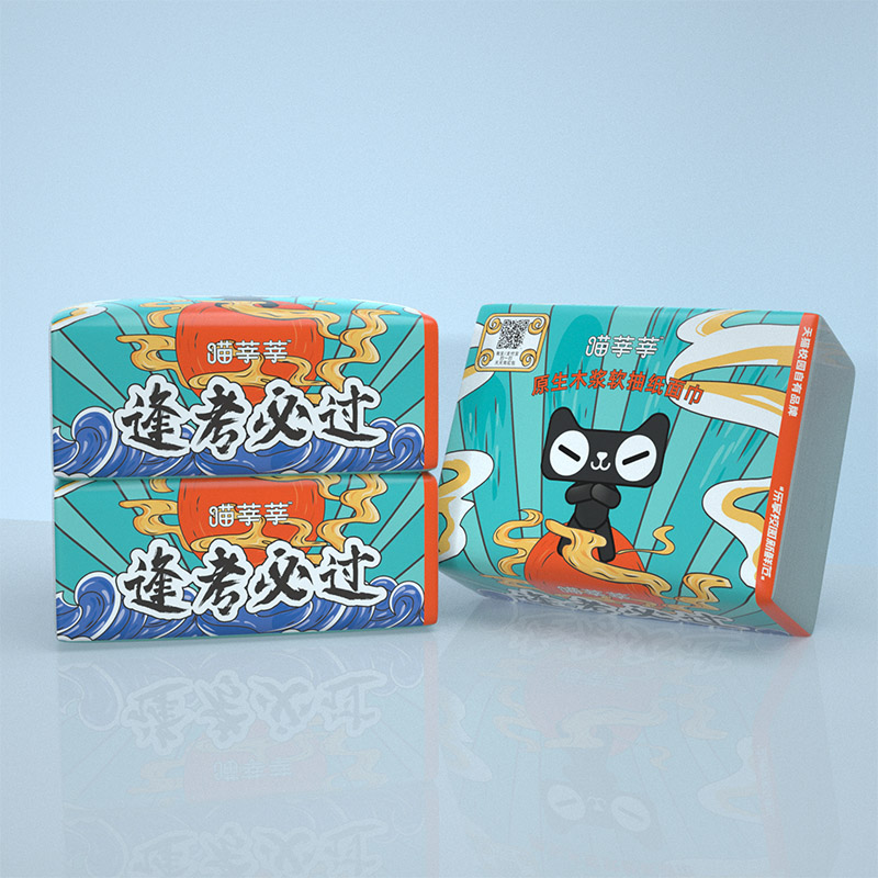 喵莘莘漂白抽取面巾纸120抽*3包