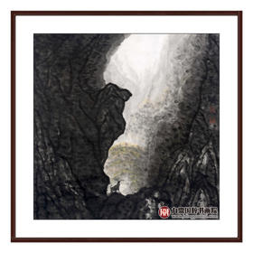 叶丁疑《山水作品》68*68cm 山水斗方作品 办公室/客厅挂画