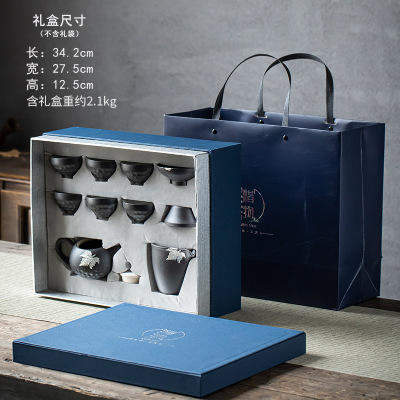 黑陶茶具套装家用客厅日式禅风陶瓷泡茶壶功夫茶杯粗陶办公室复古 商品图6