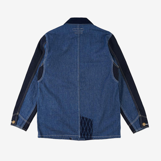 fdmtlbicolorcoveralljacketrinse蓝染刺子拼接工装夹克