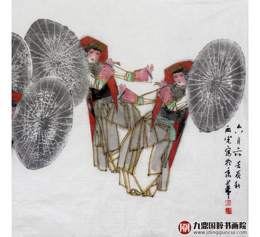 马西光《六月六》92*172cm 人物横幅作品 茶室/客厅挂画 商品图4