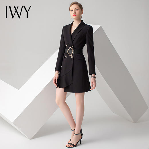 IWY/黑色长袖连衣裙Q10359 商品图0