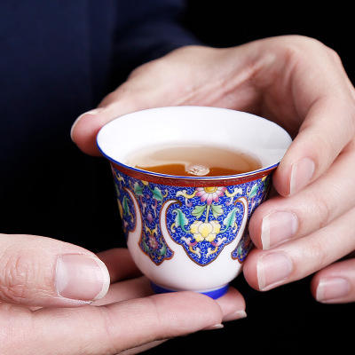 珐琅彩功夫茶具套装家用茶壶茶杯6只装中式复古景德镇陶瓷办公室 商品图3