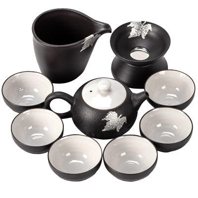 黑陶茶具套装家用客厅日式禅风陶瓷泡茶壶功夫茶杯粗陶办公室复古 商品图4