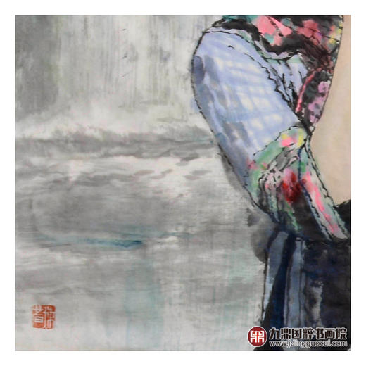 赵金文《苗寨姑娘作品》68*68cm 人物斗方作品 茶室/客厅挂画 商品图5