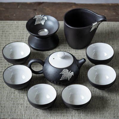 黑陶茶具套装家用客厅日式禅风陶瓷泡茶壶功夫茶杯粗陶办公室复古 商品图0