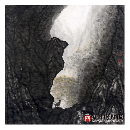 叶丁疑《山水作品》68*68cm 山水斗方作品 办公室/客厅挂画 商品图1