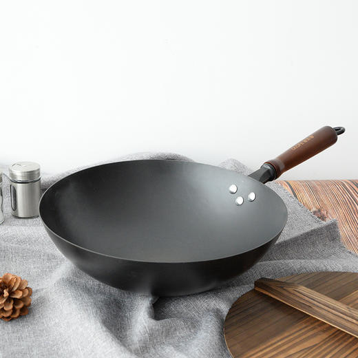 德国欧乐菲章铁匠手工捶打老式炒锅圆底铁锅 明火使用 32cm 商品图3