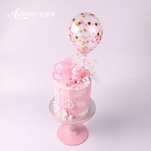 抖音小熊气球可爱女孩女神款公主儿童生日蛋糕深圳同城配送 商品图2