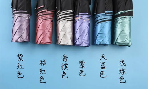 天堂伞黑胶防紫外线晒女三折叠轻小巧便携晴雨伞两用遮太阳铅笔伞 商品图5