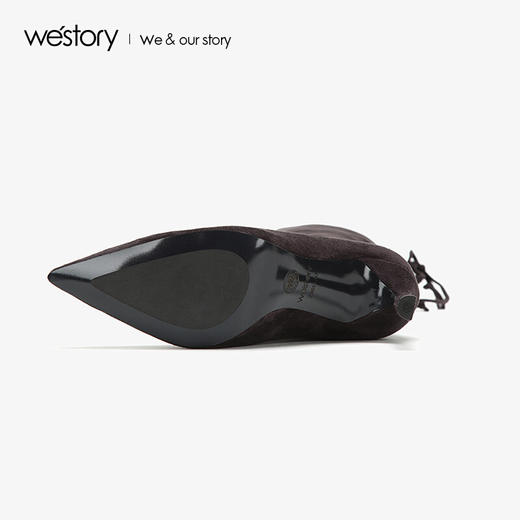 westory商场同款冬靴弹力布长筒女靴尖头高跟瘦瘦靴W284Q80641 商品图1
