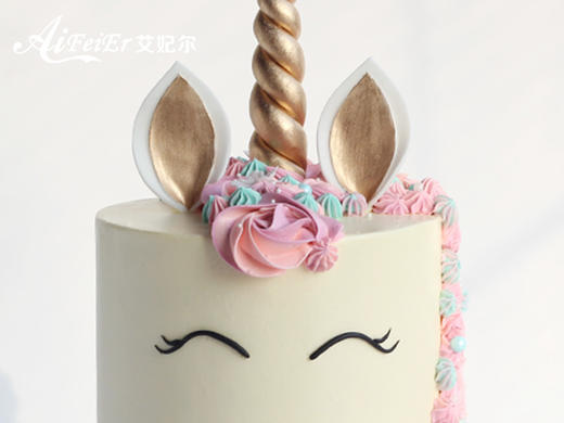 彩虹独角兽定制儿童可爱女生公主创意生日蛋糕深圳同城配送 商品图3