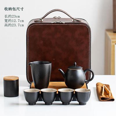 旅行功夫茶具套装带茶盘简约一壶四杯复古便携收纳小套装商用茶礼 商品图0