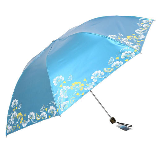 天堂伞黑胶防紫外线晒女三折叠轻小巧便携晴雨伞两用遮太阳铅笔伞 商品图0