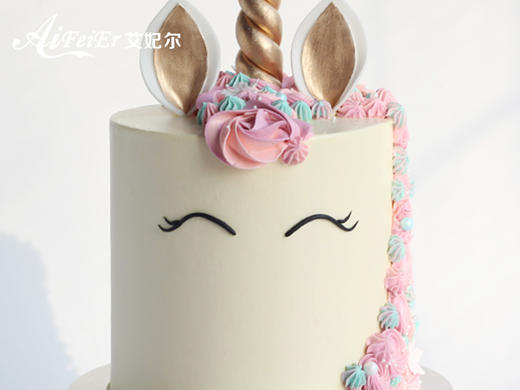 彩虹独角兽定制儿童可爱女生公主创意生日蛋糕深圳同城配送 商品图2