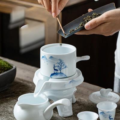 功夫茶具套装家用简约现代陶瓷精品礼盒装办公室泡茶手绘石磨 商品图1