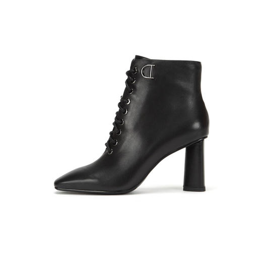 westory商场专柜同款胎牛皮简约纯色百搭社交职场方头扁跟短靴W284S80841 商品图1